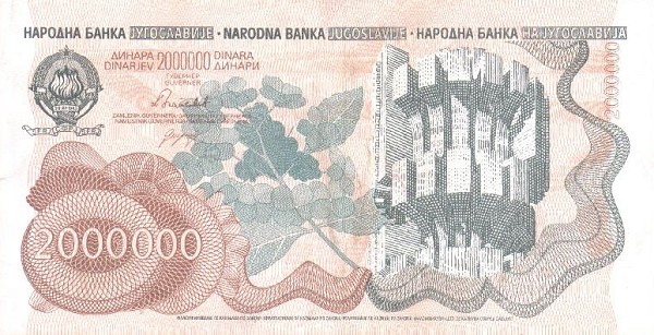 2 Million Dinars | Québec Preppers Billet de banque de 2 millions de dinars de Yougoslavie