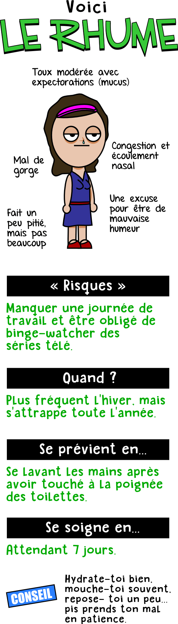 Grippe2017 Rhume | Québec Preppers Infographie comparaison rhume et grippe